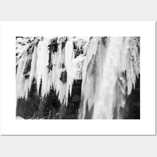 Frozen Waterfall, Iceland B&W Posters and Art